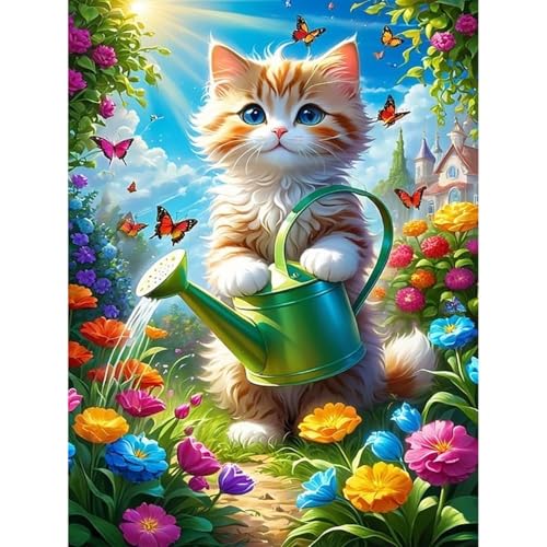 LWZAYS Katze Diamond Painting Kit for Adult Beginners ohne Rahmen, Tier Diamantmalerei für Erwachsene, 5D DIY Diamond Dots Art Craft Kit for Adult Beginners Home Decor 30x40 von LWZAYS