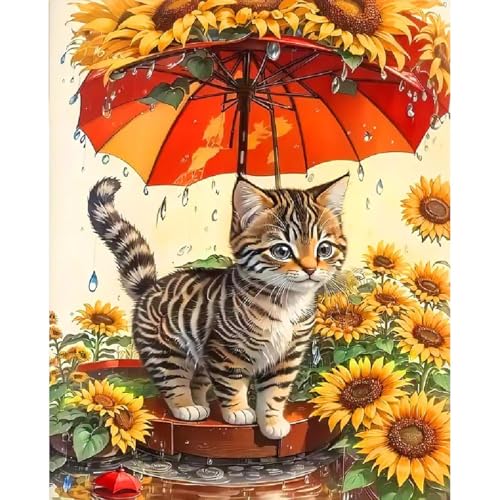 LWZAYS Katze Diamond Painting Kit for Adult Beginners ohne Rahmen, Tier Diamantmalerei für Erwachsene, 5D DIY Gem Art Craft Kit for Home Decor 30x40 von LWZAYS