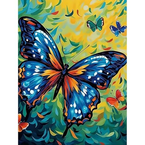 LWZAYS Malen Nach Zahlen Erwachsene 30 x 40 cm, Schmetterling DIY Ölgemälde Leinwand Set mit 3 Pinsel und Acrylpigment für Home Deko Geburtstag Weihnachten (Ohne Rahmen) von LWZAYS