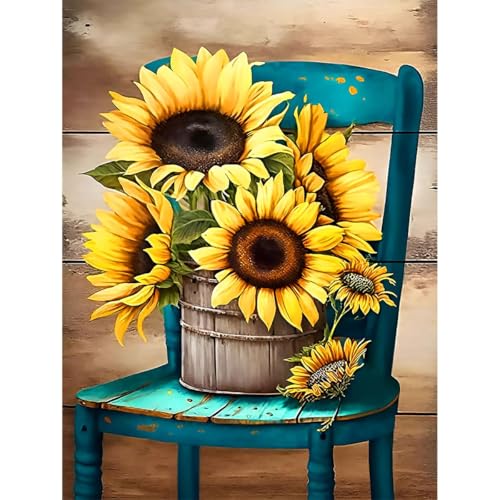 LWZAYS Sonnenblume Diamond Painting Kits für Erwachsene Anfänger, Blume Diamant Kunst Sets ohne Rahmen, 5D Edelstein KunsthandwerkSet, 5D DIY Kunst Kit für Heimdekoration 30x40 cm von LWZAYS