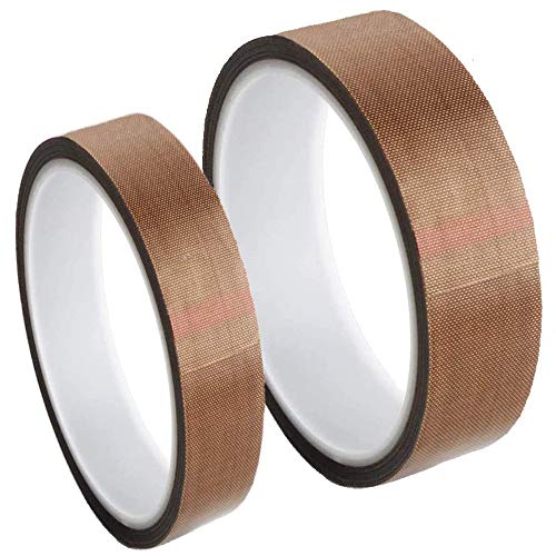 2 Stück teflonband, ptfe hitzebeständiges klebeband, Hochtemperaturband, 2 Größen Dicke 0,13 mm, Länge 10 m, Hitzebeständig bis 260°C, Selbstklebend, für Vakuumierer von LWZko