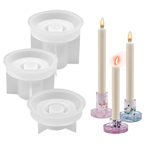 LWuuywa Silikonform Kerzenhalter Kits, 3 Stück Halloween Kerzenhalter Silikonformen Gießformen Weihnachten 3D Kerze Candlestick Resin Formen DIY Dekoration Handwerk für Teelichthalter von LWuuywa