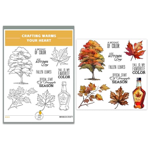 Stempel und Stanzen set, Herbst Metallstempel und Stanzformen für die Kartenherstellung Clear Stamps mit Stempelblock DIY Kunst Handwerk für Weihnachten, Thanksgiving, Halloween (Ahornblatt) von LWuuywa