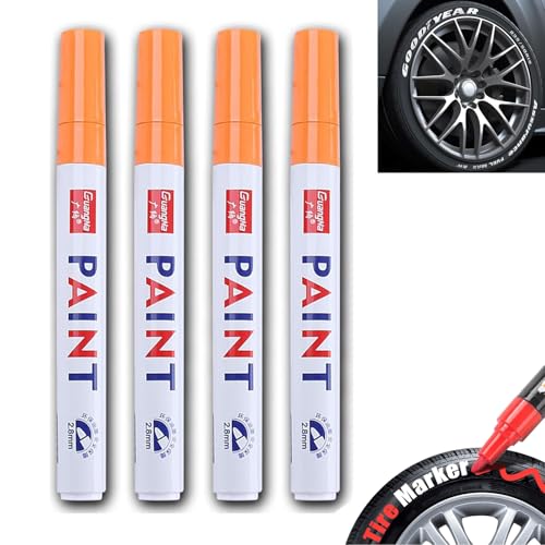 LXCJZY Car Tire Marker Pens,Anti-drying Letter Graffiti Ink Marker,Waterproof Car Tire Paint Pen,Tire Paint Marker Pens for Car Tire Lettering,Quick Drying Non-Fading Permanent Markers (Orange) von LXCJZY