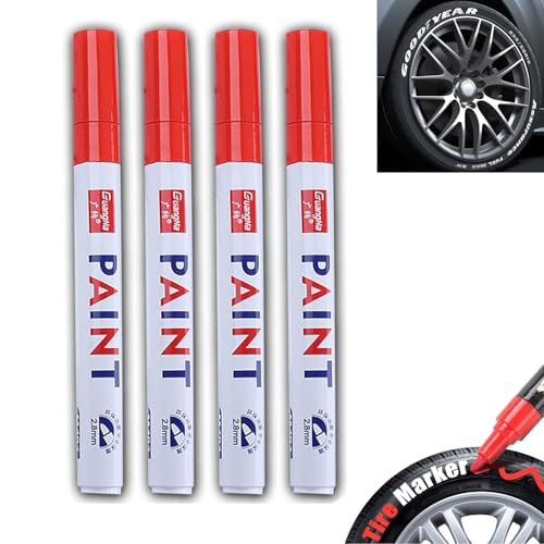 LXCJZY Car Tire Marker Pens,Anti-drying Letter Graffiti Ink Marker,Waterproof Car Tire Paint Pen,Tire Paint Marker Pens for Car Tire Lettering,Quick Drying Non-Fading Permanent Markers (Red) von LXCJZY