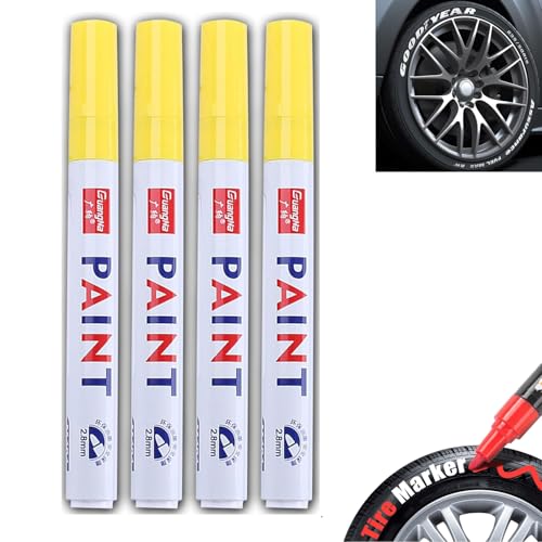 LXCJZY Car Tire Marker Pens,Anti-drying Letter Graffiti Ink Marker,Waterproof Car Tire Paint Pen,Tire Paint Marker Pens for Car Tire Lettering,Quick Drying Non-Fading Permanent Markers (Yellow) von LXCJZY