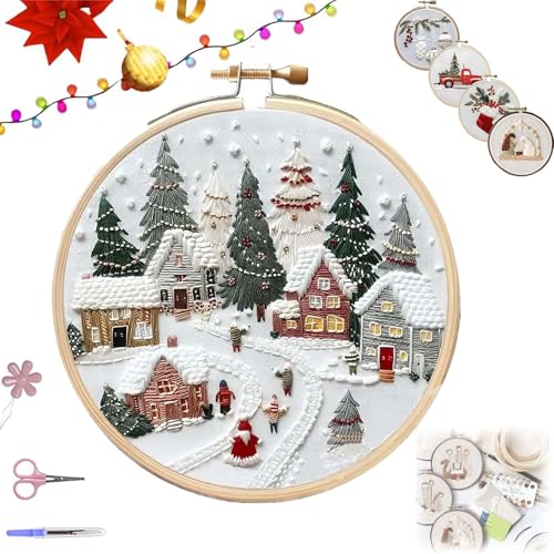 LXCJZY Christmas Embroidery Kit, DIY Embroidery Stamped Kits, Christmas Gnomes Embroidery Kits for Beginners with Pattern, Winter Embroidery Kit for Decor Home Room. (G) von LXCJZY