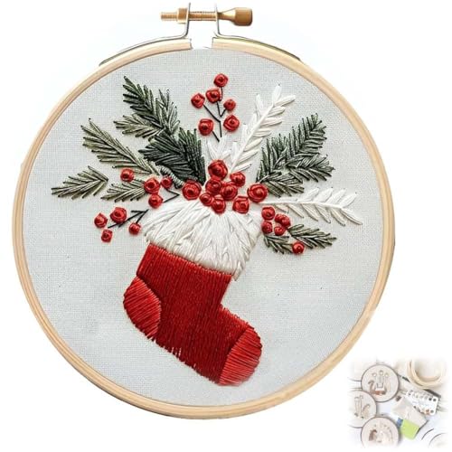 LXCJZY Christmas Embroidery Kit,Christmas Cross Stitch Kits,DIY Embroidery Kit,for Christmas Embroidery Kit for Adults Beginners Starter (G) von LXCJZY