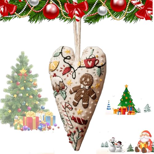 LXCJZY DIY Heart Embroidery Christmas Decoration, DIY Hand Embroidery Xmas Tree Hanging Ornament, Christmas Heart Embroidery Kit (style A) von LXCJZY