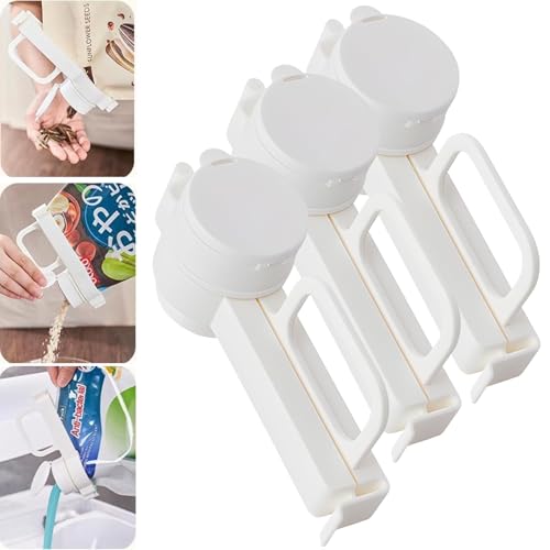 LXCJZY Food Bag Sealing Clip with Pour Spout, Bag Clips for Food Storage, Creative Moisture-Proof Snack Bag Spout Clip, Suitable for Small Particle Food, Liquid Food Storage Organizer (3PCS) von LXCJZY