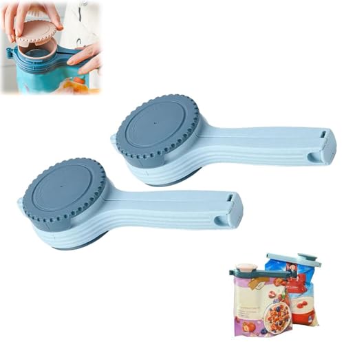 LXCJZY Food Bag Sealing Clip with Pour Spout,2025 New Food Bag Clips with Pour Spout,Food Storage Sealing Clips,Reusable Plastic Cap Sealer Clips for Snacks (2pcs light blue) von LXCJZY