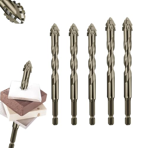 LXCJZY New Four-Flute Sawtooth Eccentric Drill Bit, Four-Edged Serrated Eccentric Drill, Multifunction Drill Bit Set High Hardness Skewed Head Eccentric Drill Bits for Wood and Metal (6+6+6+8+8) von LXCJZY