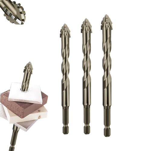 LXCJZY New Four-Flute Sawtooth Eccentric Drill Bit, Four-Edged Serrated Eccentric Drill, Multifunction Drill Bit Set High Hardness Skewed Head Eccentric Drill Bits for Wood and Metal (6+8+10) von LXCJZY