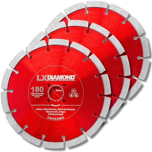 LXDIAMOND 3x Diamant-Trennscheibe 180mm - geeignet für Beton Mauerwerk Universal - 180 mm Diamantscheibe passend für Lamello Tanga Delta S2 / Fein MF14-180 Montagefräse - in Premium Qualität von LXDIAMOND