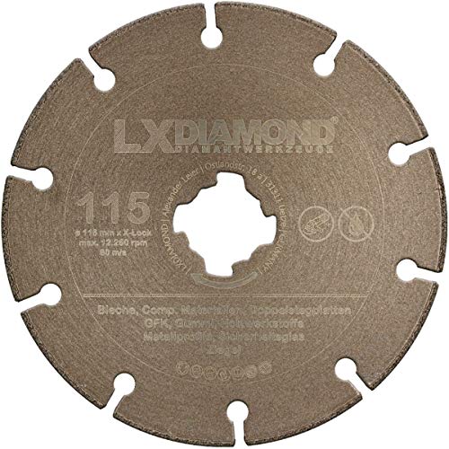 LXDIAMOND Diamant-Trennscheibe 115mm Premium Diamantscheibe für GFK Gummi Metallprofile Sicherheitsglas Holz Bleche Universal passend für/kompatibel mit Bosch X-LOCK Winkelschleifer 115 mm von LXDIAMOND