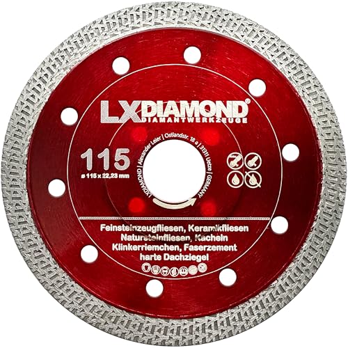 LXDIAMOND Diamant-Trennscheibe 115mm x 22,23mm - Diamantscheibe für Feinsteinzeugfliesen Fliesen Natursteinfliesen - Segment 1,4mm dünn - Premium Trennscheibe 115 mm von LXDIAMOND