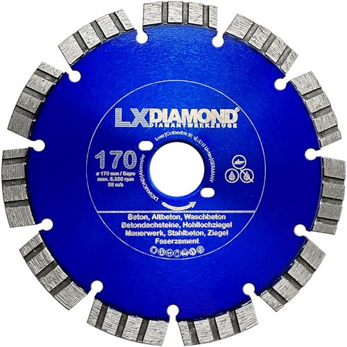 LXDIAMOND Diamant-Trennscheibe 170mm - Sägeblatt für Beton Mauerwerk Stahlbeton - Trennscheibe passend für Bepo FFS 171 SE Montagefräse Fensterfugenschneider - Premium Diamantscheibe 170 mm von LXDIAMOND