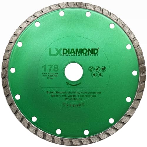 LXDIAMOND Diamant-Trennscheibe 178mm x 22,23mm Diamantscheibe Betonscheibe für Stein Beton Mauerwerk 180 mm passend für Winkelschleifer Schneidetische Schlitzfräsen - in Premium Qualität von LXDIAMOND