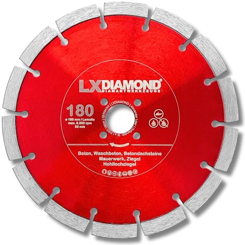 LXDIAMOND Diamant-Trennscheibe 180mm - geeignet für Beton Mauerwerk Universal - 180 mm Diamantscheibe passend für Lamello Tanga Delta S2 / Fein MF14-180 Montagefräse - in Premium Qualität von LXDIAMOND