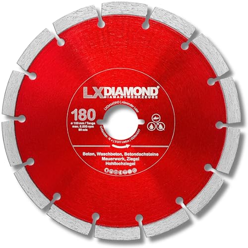 LXDIAMOND Diamant-Trennscheibe 180mm - kompatibel mit Lamello Tanga DX200 Fensterfräse Montagefräse - Diamantscheibe für Beton Mauerwerk Ziegel Stein Universal - 180 mm in Profi Qualität von LXDIAMOND