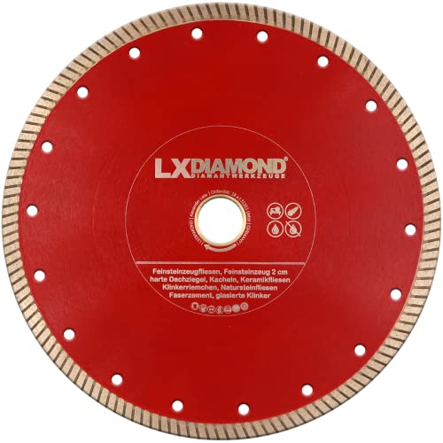 LXDIAMOND Diamant-Trennscheibe 180mm x 25,4mm ideal für den Dauereinsatz in 2-3cm Feinsteinzeug Terrassenplatten Feinsteinzeugfliesen Natursteinfliesen usw. Diamantscheibe 180 mm von LXDIAMOND