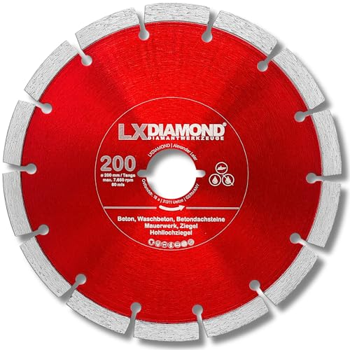 LXDIAMOND Diamant-Trennscheibe 200mm - kompatibel mit Lamello Tanga DX200 Fensterfräse Montagefräse - Diamantscheibe für Beton Mauerwerk Ziegel Stein Universal - 200 mm in Profi Qualität von LXDIAMOND