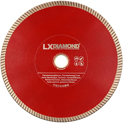 LXDIAMOND Diamant-Trennscheibe 230mm x 22,23mm ideal für den Dauereinsatz in 2-3cm Feinsteinzeug Terrassenplatten Feinsteinzeugfliesen Natursteinfliesen usw. Diamantscheibe 230 mm von LXDIAMOND