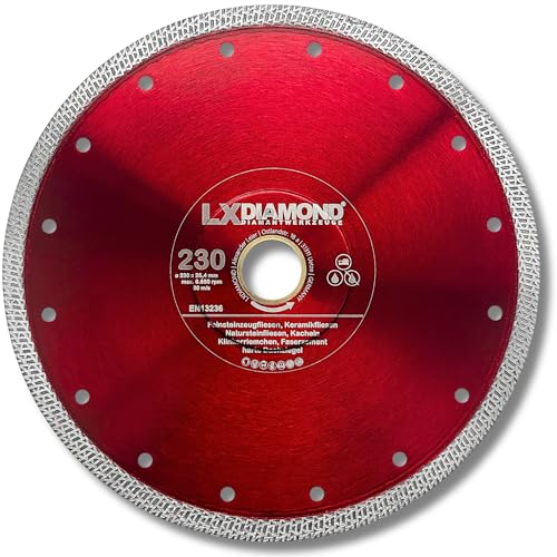 LXDIAMOND Diamant-Trennscheibe 230mm x 25,4mm Diamantscheibe für Feinsteinzeugfliesen Fliesen Natursteinfliesen extra dünn - Premium Trennscheibe 230 mm von LXDIAMOND