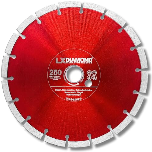 LXDIAMOND Diamant-Trennscheibe 250mm x 25,4mm - für Schneidetische, Brückensägen - Diamantscheibe zum Trennen von Stein, Beton, Ziegel, Mauerwerk - 250 mm Steinscheibe in Profi Qualität von LXDIAMOND