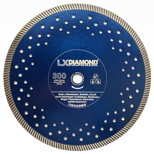 LXDIAMOND Diamant-Trennscheibe 300mm x 20,0mm Premium Diamantscheibe für Stahlbeton Granitborde Beton Naturstein passend für Trennjäger Motorflex 300 mm von LXDIAMOND