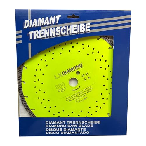 LXDIAMOND Diamant-Trennscheibe 300mm x 25,4mm - perfekt geeignet für Beton Stahlbeton Klinker Granit Hartbrandklinker Natursteine Kunststeine - Laser Diamantscheibe 300 mm in Premium Qualität von LXDIAMOND