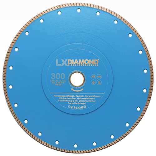 LXDIAMOND Diamant-Trennscheibe 300mm x 30,0mm mit Stammblattverstärkung Premium Diamantscheibe für Fliesen Feinsteinzeug Bodenfliesen Kreamikfliesen Natursteinfliesen - extra dünn für exakte Schnitte von LXDIAMOND