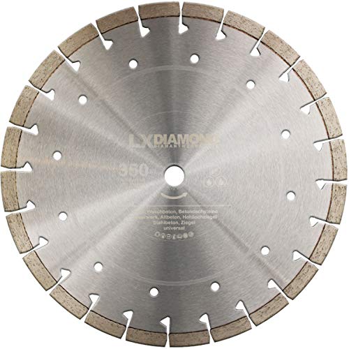 LXDIAMOND Diamant-Trennscheibe 350mm x 20,0mm PREMIUM Hartgestein Diamantscheibe für Klinker Beton Mauerwerk Stahlbeton Granit für Trennjäger, Steintrennmaschine, Fugenschneider 350 mm von LXDIAMOND