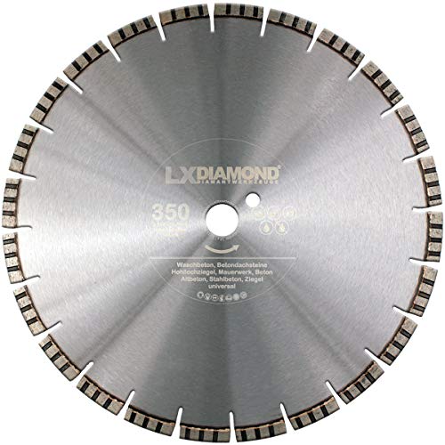 LXDIAMOND Diamant-Trennscheibe 350mm x 25,4mm Premium Laser Diamantscheibe Betonscheibe für Stein Beton Stahlbeton Universal passend für Steinsäge Trennschleifer Motorflex Fugenschneider 350 mm von LXDIAMOND