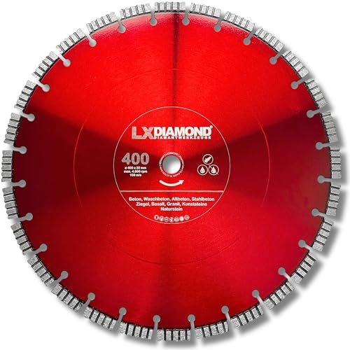 LXDIAMOND Diamant-Trennscheibe 400mm x 20,0mm - Diamantscheibe für Naturstein Kunststeine Beton Hartgestein - passend für Motorflex, Benzintrenner, Trennjäger - 400 mm in Premium Qualität von LXDIAMOND