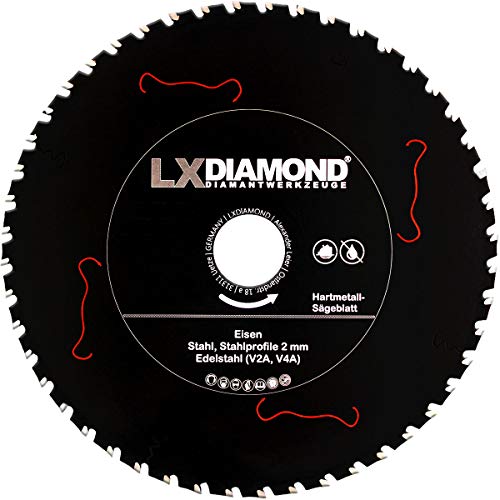 LXDIAMOND Hartmetall Sägeblatt 190mm x 30,0mm Z48 für Eisen Stahl Edelstahl V2A V4A Stahlprofile Bleche Stahl Kreissägeblatt passend für Kappsägen Handkreissägen Metall-Trennsägen Tischsägen 190x30 von LXDIAMOND