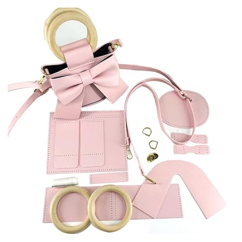 LXFIUO DIY Bag Making Kit DIY Handtasche Tasche Satchel Herstellung Kit PU Leder Handwerk Werkzeug Set handgemachte Handtasche Schultertaschen Strickstich Frauen Mädchen(Pink) von LXFIUO