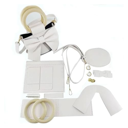 LXFIUO DIY Bag Making Kit DIY Handtasche Tasche Satchel Herstellung Kit PU Leder Handwerk Werkzeug Set handgemachte Handtasche Schultertaschen Strickstich Frauen Mädchen(White) von LXFIUO