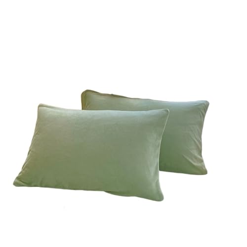 LXFIUO Plüsch Kissenbezug Kissenbezug aus Samtstoff, Bequeme Bettwäsche, Schlafkissenbezug, einfarbig, warmes Flanell, Winter Für Schlafzimmer(Green,48x74cm-2pc) von LXFIUO