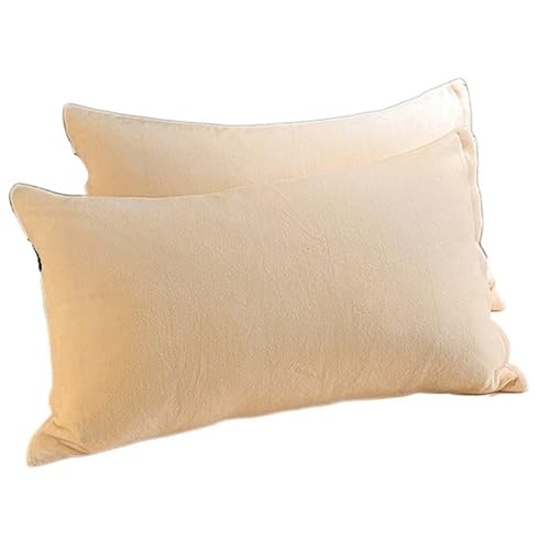 LXFIUO Plüsch Kissenbezug Samtstoff-Kissenbezug, Bequeme Bettwäsche, Schlafkissenbezug, einfarbig, Winter-Warmer Flanell-Kissenbezug Für Schlafzimmer(Beige,40x60cm 2pc) von LXFIUO