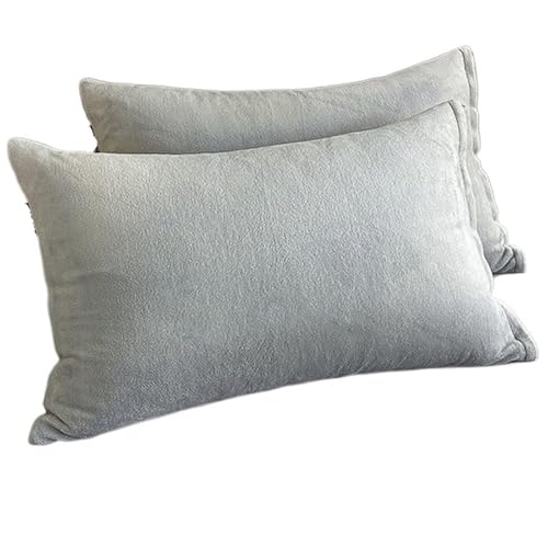 LXFIUO Plüsch Kissenbezug Samtstoff-Kissenbezug, Bequeme Bettwäsche, Schlafkissenbezug, einfarbig, Winter-Warmer Flanell-Kissenbezug Für Schlafzimmer(Gray2,40x60cm 2pc) von LXFIUO