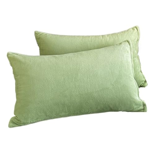 LXFIUO Plüsch Kissenbezug Samtstoff-Kissenbezug, Bequeme Bettwäsche, Schlafkissenbezug, einfarbig, Winter-Warmer Flanell-Kissenbezug Für Schlafzimmer(Green,40x60cm 2pc) von LXFIUO