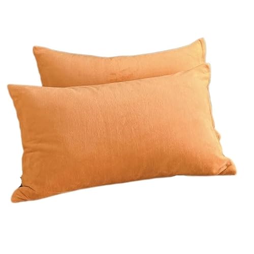 LXFIUO Plüsch Kissenbezug Samtstoff-Kissenbezug, Bequeme Bettwäsche, Schlafkissenbezug, einfarbig, Winter-Warmer Flanell-Kissenbezug Für Schlafzimmer(Orange,40x60cm 2pc) von LXFIUO