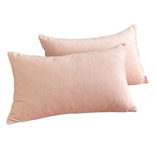 LXFIUO Plüsch Kissenbezug Samtstoff-Kissenbezug, Bequeme Bettwäsche, Schlafkissenbezug, einfarbig, Winter-Warmer Flanell-Kissenbezug Für Schlafzimmer(Pink1,40x60cm 2pc) von LXFIUO