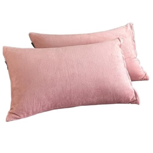 LXFIUO Plüsch Kissenbezug Samtstoff-Kissenbezug, Bequeme Bettwäsche, Schlafkissenbezug, einfarbig, Winter-Warmer Flanell-Kissenbezug Für Schlafzimmer(Pink2,40x60cm 2pc) von LXFIUO