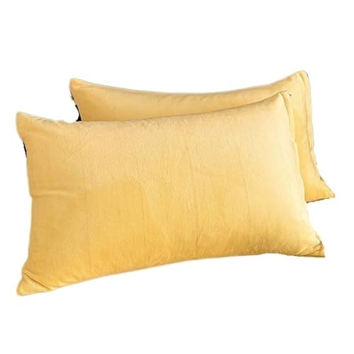 LXFIUO Plüsch Kissenbezug Samtstoff-Kissenbezug, Bequeme Bettwäsche, Schlafkissenbezug, einfarbig, Winter-Warmer Flanell-Kissenbezug Für Schlafzimmer(Yellow,40x60cm 2pc) von LXFIUO