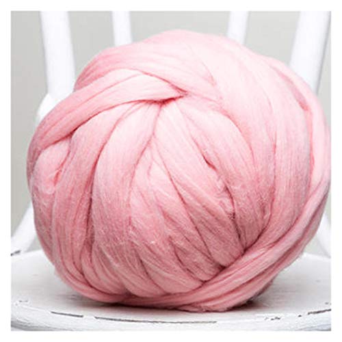 1000 g/Knäuel, super dickes klobiges Garn, Filz-Vorgarn, zum Spinnen, Handstricken, Spinngarn, DIY-Decke, grobes Garn 47 (Farbe: Rosa) von LXHZSY