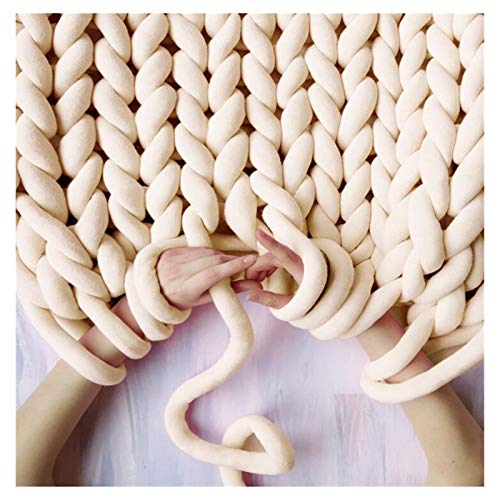 1000 g super dickes grobes Garn, DIY, sperrige Arme, Roving-Strickdecke, Handstrickgarn, Spinngarn, DIY-Decke, 60 m, grobes Garn 47 (Farbe: Beige) von LXHZSY