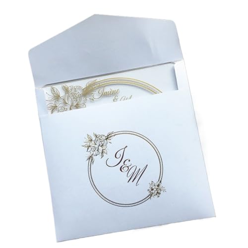 Hochzeitseinladungen, quadratisch, Hochzeitseinladungskarten, personalisierbar, goldfarben, mit weißem Umschlag (Farbe: Umschlag), 10 Stück von LXHZSY