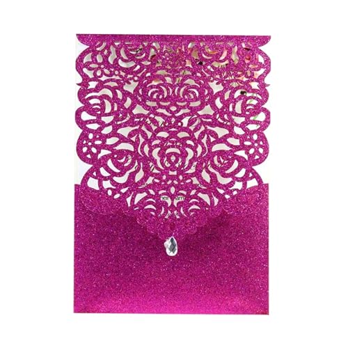 Hochzeitseinladungen 25/50 Stück Glitzer-Papier Hochzeitseinladungen Karte Spitze Diamant Tasche Grußkarte Druck Geburtstag Mariage Party Dekoration (Farbe: nur violetter Einband, Größe: 50 Stück) von LXHZSY